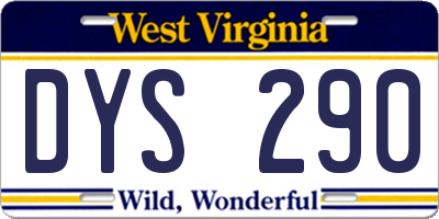 WV license plate DYS290