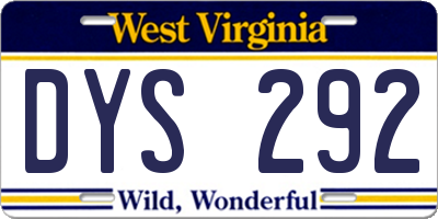 WV license plate DYS292