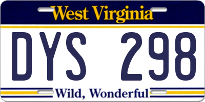WV license plate DYS298