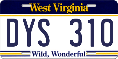 WV license plate DYS310
