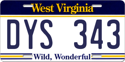 WV license plate DYS343