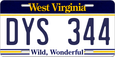 WV license plate DYS344