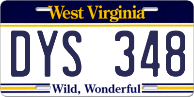 WV license plate DYS348