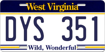 WV license plate DYS351