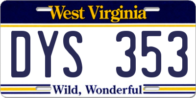 WV license plate DYS353