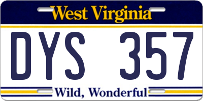 WV license plate DYS357