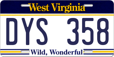 WV license plate DYS358