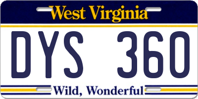 WV license plate DYS360