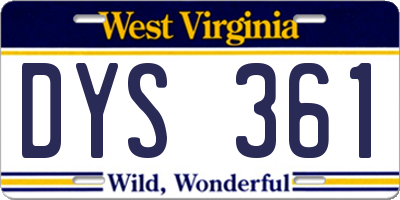 WV license plate DYS361