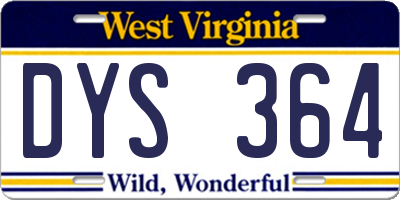 WV license plate DYS364
