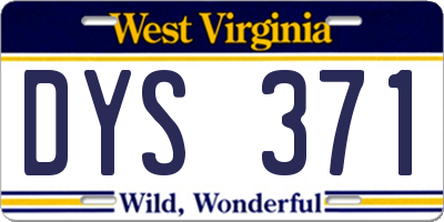 WV license plate DYS371
