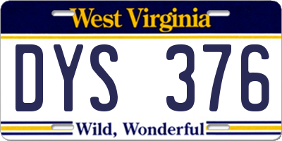 WV license plate DYS376