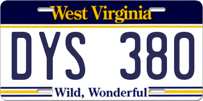 WV license plate DYS380