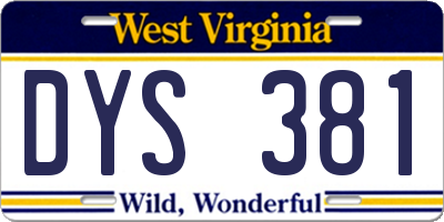 WV license plate DYS381