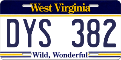 WV license plate DYS382