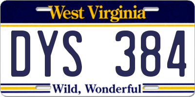WV license plate DYS384