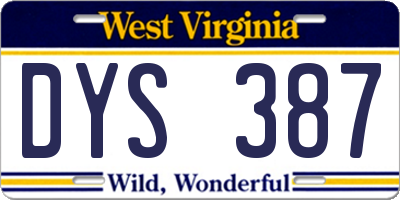 WV license plate DYS387