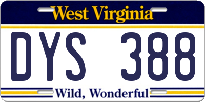 WV license plate DYS388