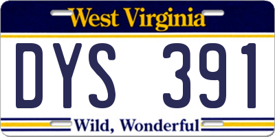 WV license plate DYS391