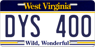 WV license plate DYS400