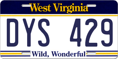 WV license plate DYS429