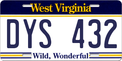 WV license plate DYS432