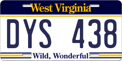 WV license plate DYS438