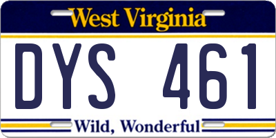 WV license plate DYS461