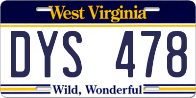 WV license plate DYS478