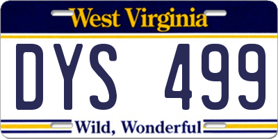 WV license plate DYS499