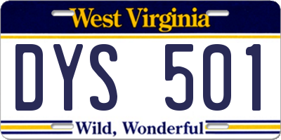 WV license plate DYS501