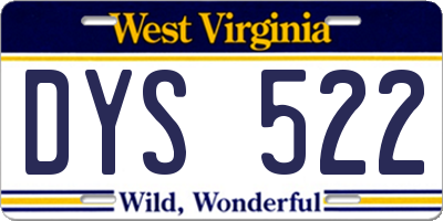 WV license plate DYS522