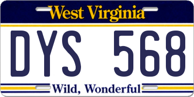 WV license plate DYS568