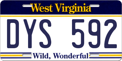 WV license plate DYS592