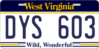 WV license plate DYS603