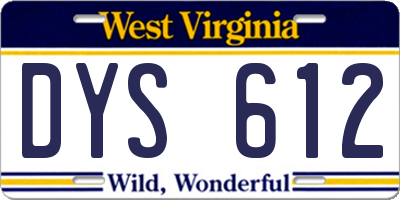 WV license plate DYS612