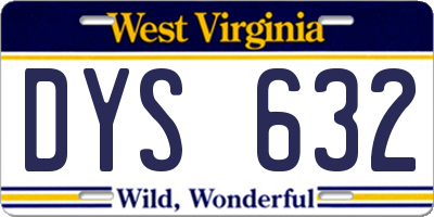 WV license plate DYS632
