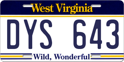 WV license plate DYS643