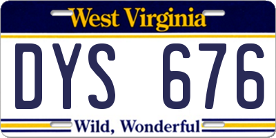 WV license plate DYS676