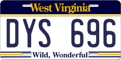 WV license plate DYS696
