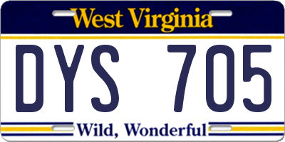WV license plate DYS705