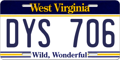 WV license plate DYS706