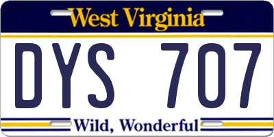 WV license plate DYS707