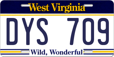 WV license plate DYS709