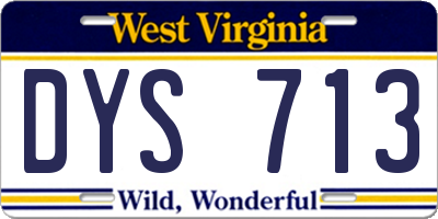 WV license plate DYS713