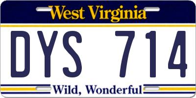 WV license plate DYS714