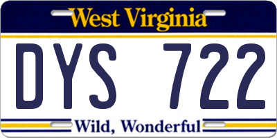 WV license plate DYS722