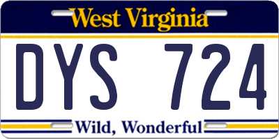 WV license plate DYS724