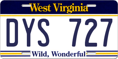 WV license plate DYS727