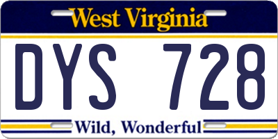 WV license plate DYS728